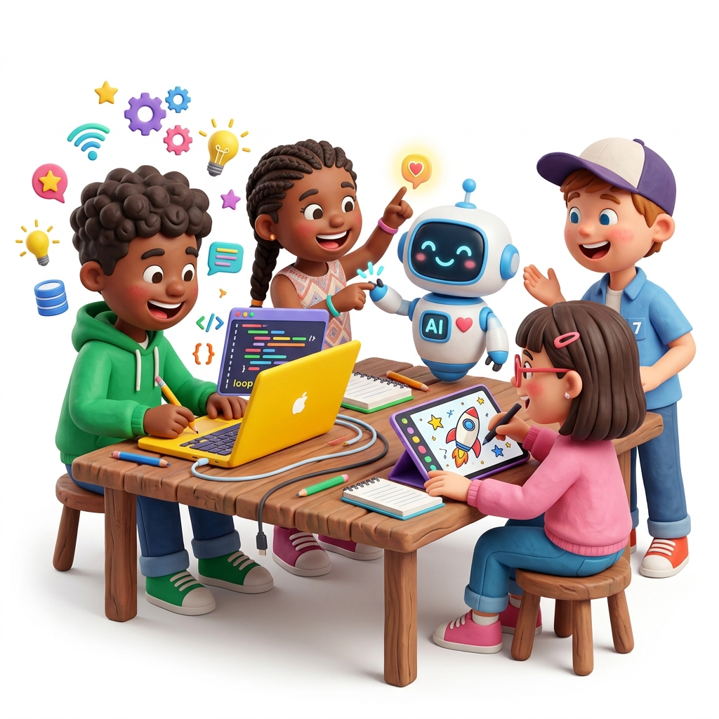 Kids Learning Coding and AI